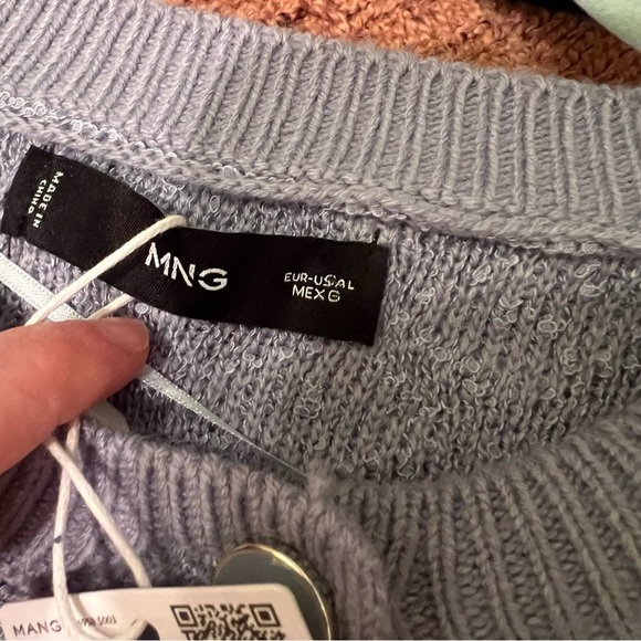 NWT Mango Textured Lady Cardigan Sweater Light Blue Size L - Picture 9 of 11